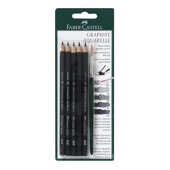 Faber-Castell Akvarellgrafitpennor 5p+pensel