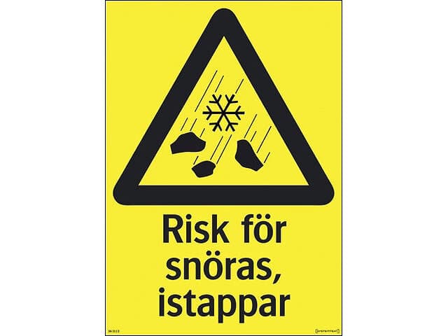 Skylt 34-3114 210X297 MM Varningsskylt Risk för snöras