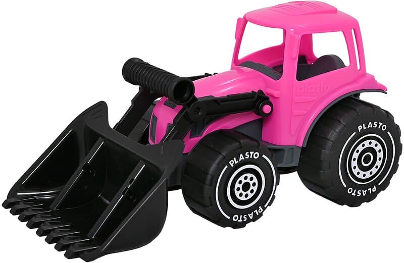 Plasto Traktor med frontlastare Rosa