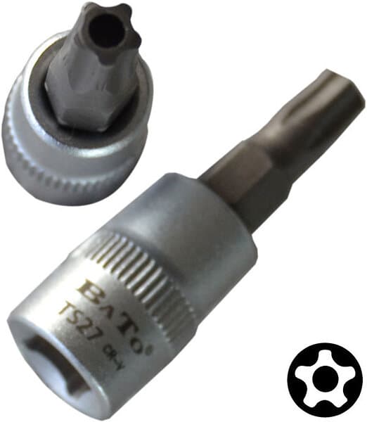 Bato Bitshylsa 1/4" 5 Star Torx med hål 15