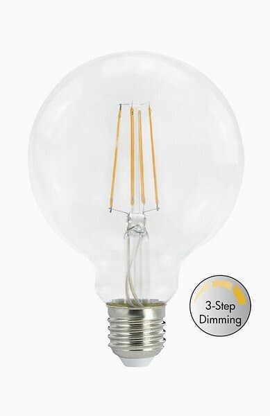 Airam Filament LED 3-stegs dimring med minne, glob 95mm