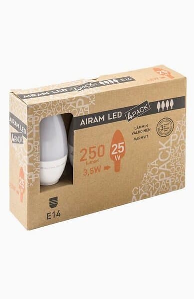 Airam LEDlampa Kronljus E14, 3,5W 4-pack