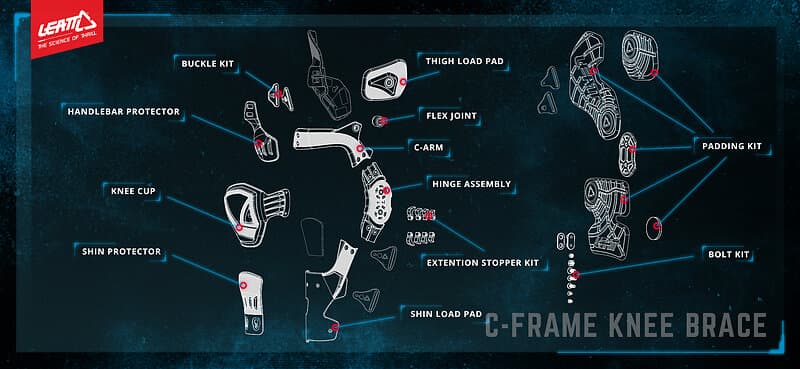 Leatt C-frame Pro Carbon Thigh Support Left Knee Guard Svart