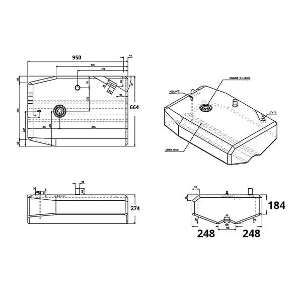 Fuel Sic Divisione Elettronica 133l Rigid Polyethylene Tank Durchsichtig 33 x 28 x 81 cm