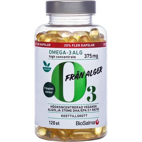 Biosalma Omega 3 Av Alg 375mg Dha/epa Kapslar 120 St