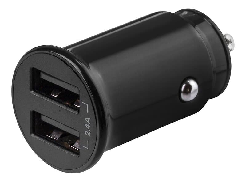 Deltaco USB-CAR124 2x USB-A 2,4A 12W Car Charger