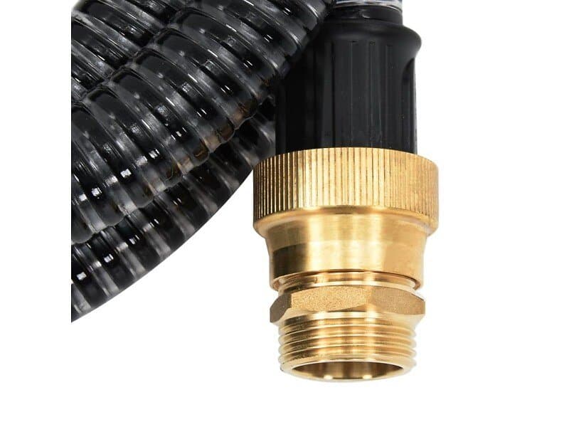 vidaXL Sugslang med kopplingar mässing svart 1,1" 15 m PVC