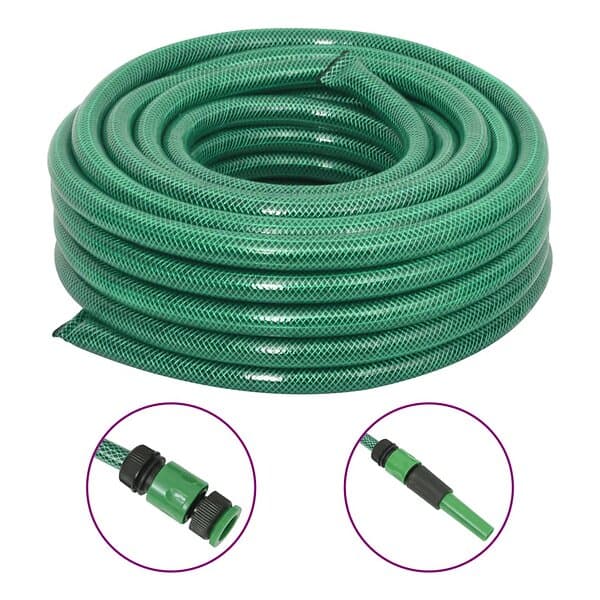 vidaXL Trädgårdsslang med kopplingar grön 0,9"" 10 m PVC 154378
