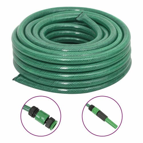 vidaXL Trädgårdsslang med kopplingar grön 0,9" 30 m PVC 154382