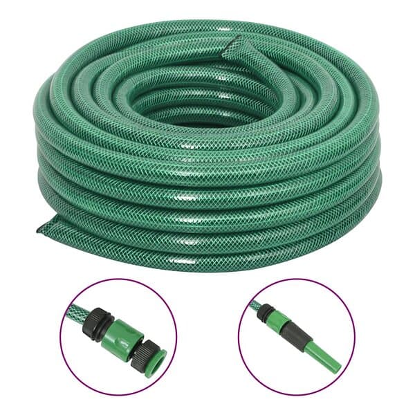vidaXL Trädgårdsslang med kopplingar grön 50 0,9" m PVC 154384