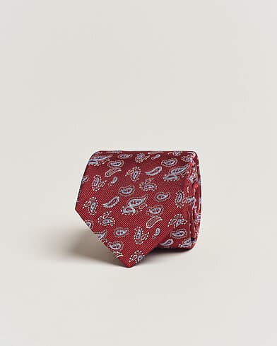 Amanda Christensen Paisley Woven Silk Tie 8 cm Wine Red