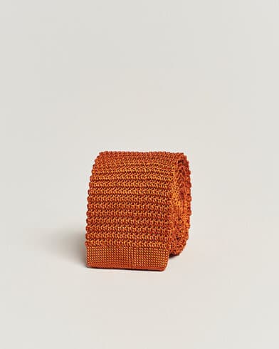 Amanda Christensen Knitted Silk Tie 6 cm Orange