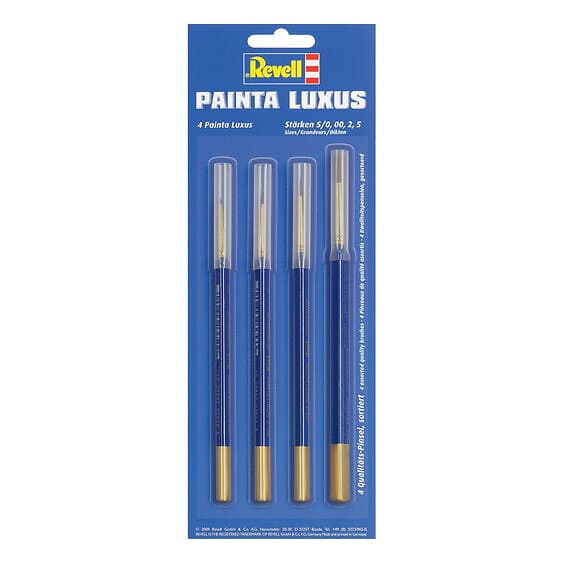 Revell Painta Luxus Martens Brushes – 4 mårdhårspenslar för byggmodeller