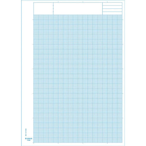 Block med millimeterrutor i blått för ritningar m.m. A4 – 210x297 mm, 50 ark