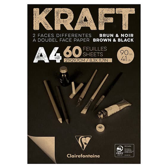 Clairefontaine Kraft block A4 Brown/Black