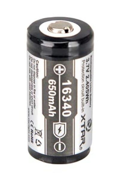 V 16340 Li-ion-batteri 3,7 650 mAh
