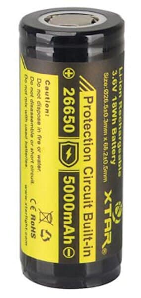 V 26650 Li-ion-batteri 3,6 5000 mAh