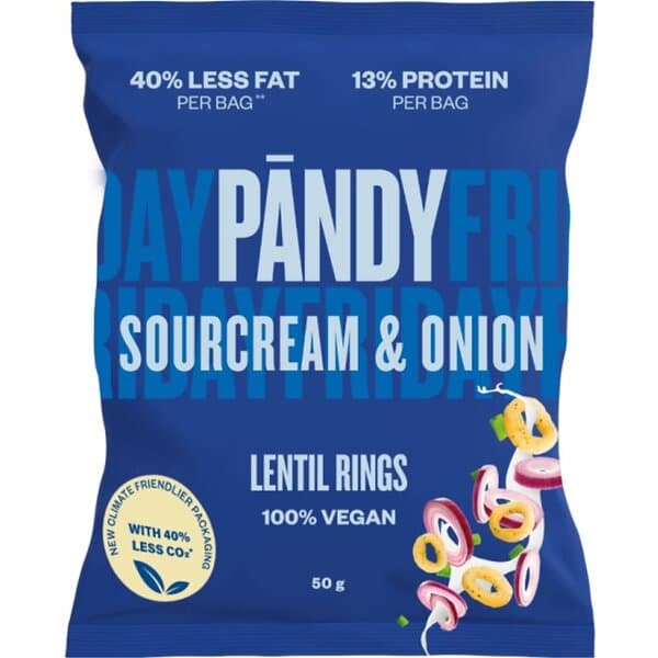 Pändy Lentil Rings Sourcream & Onion 50g