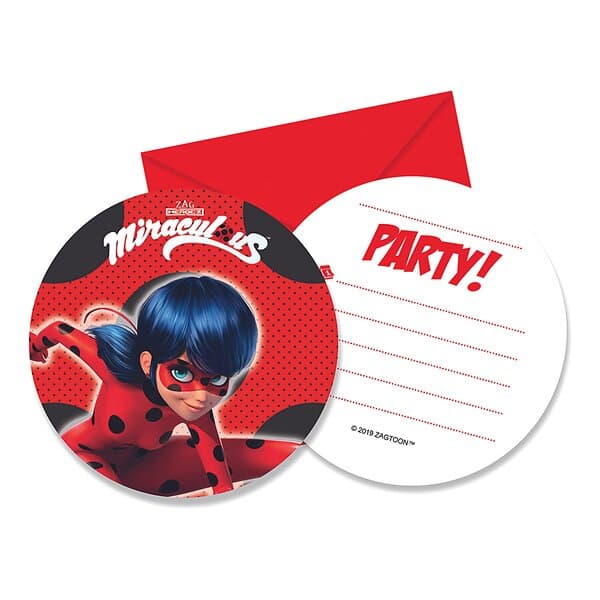 Globos Europe Inbjudningskort Ladybug 6-pack