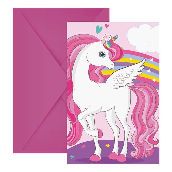 Globos Europe Inbjudningskort Unicorn 6-pack