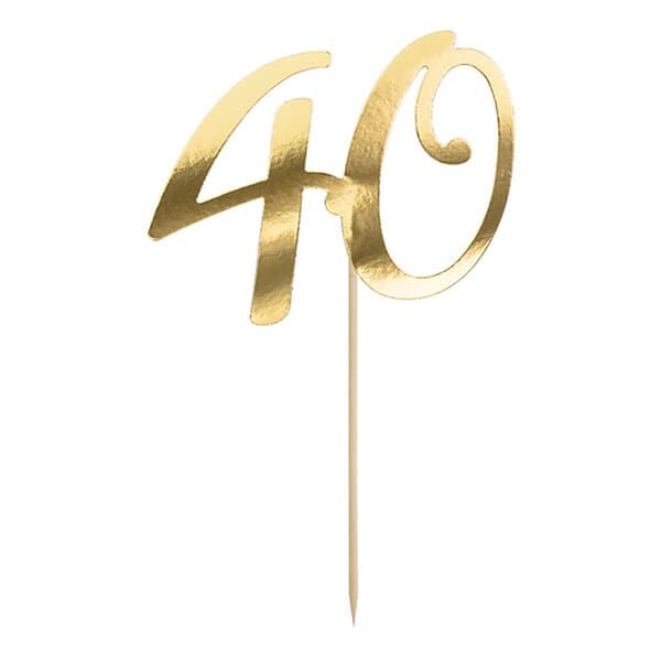 PartyDeco Tårtdekoration Siffra Guld Siffra 40
