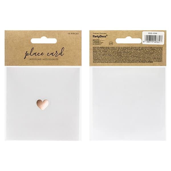 PartyDeco Placeringskort Hjärta Roséguld 10-pack
