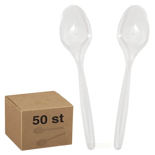 Papstar Flergångsbestick Bio-Plast Transparenta Skedar 50-pack