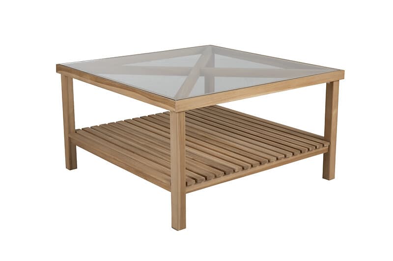 Brafab Varm soffbord Teak m. glas 100 x 100 cm