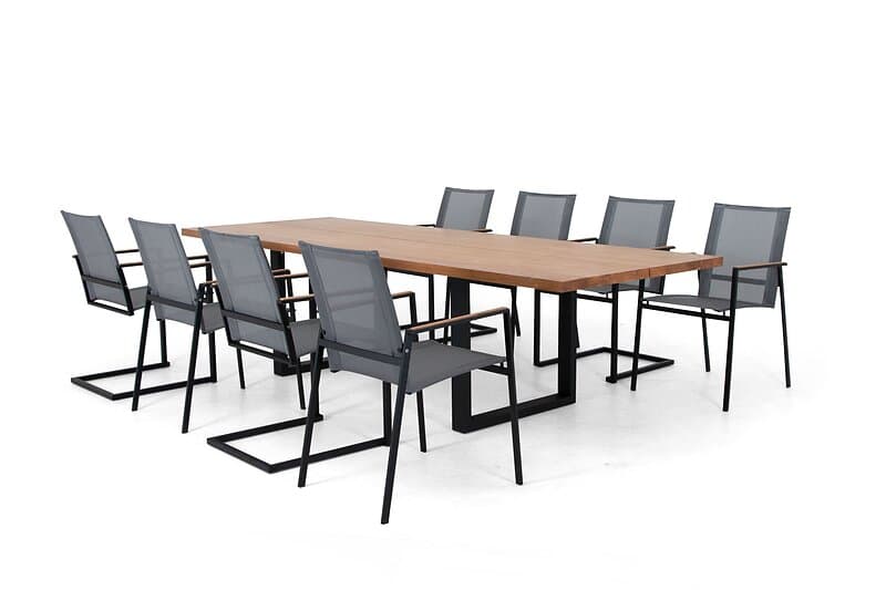 Selected Exclusive Gaunt matgrupp Svart med förstklassig teak 8 stolar & bord 280 cm