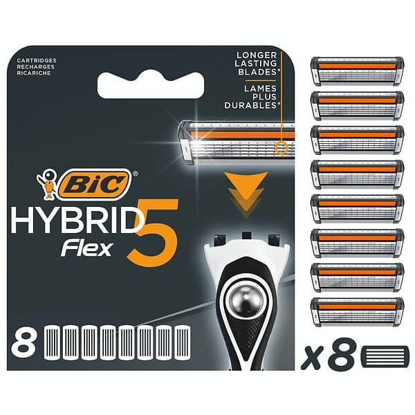 BIC Hybrid 5 Flex Blades 8 st - Rakhyvlar hos Luxplus