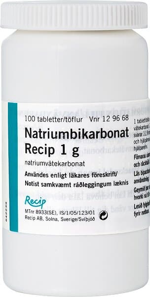 Meda Natriumbikarbonat Tablett 1g Burk, 100tabletter