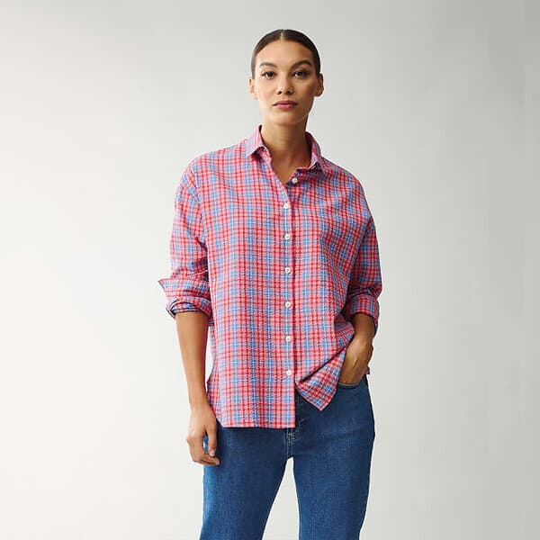 Lexington Edith Organic Cotton Seersucker Shirt Dam