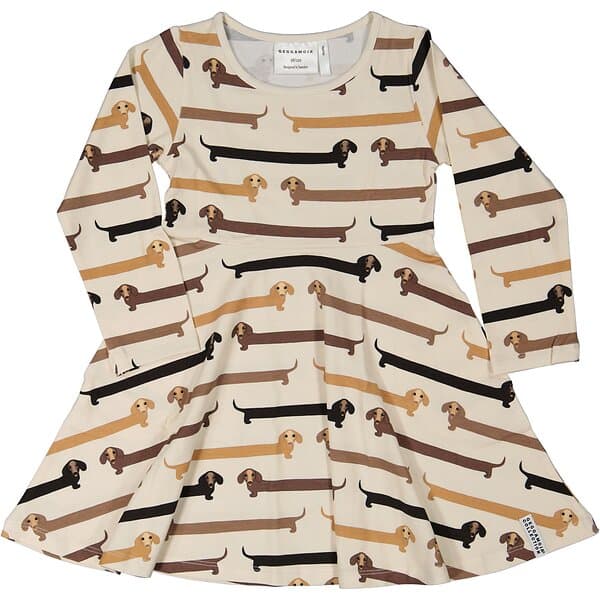 Geggamoja Snurrklänning Bambu Tax Beige 86/92
