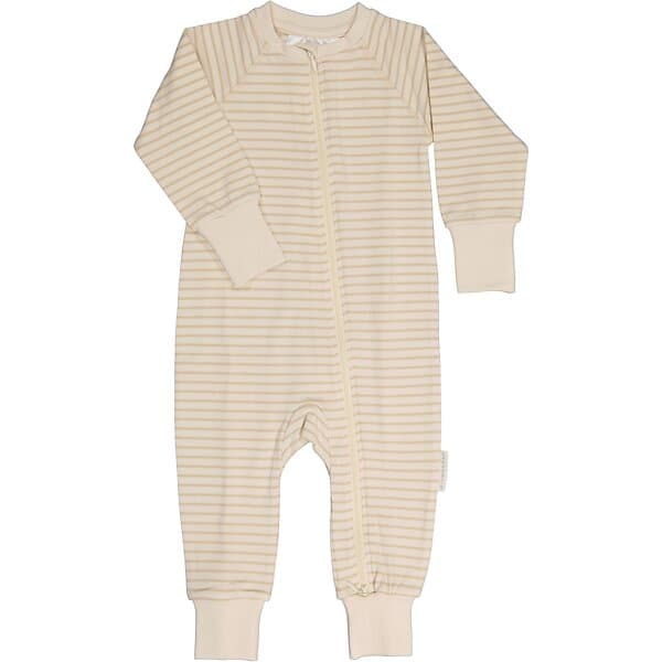 Geggamoja Tvåvägs-zip Pyjamas Bambu Classic Vit/Beige 74/80