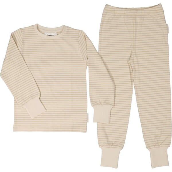 Geggamoja Tvådelad Pyjamas Bambu Classic Vit/Beige 110/116