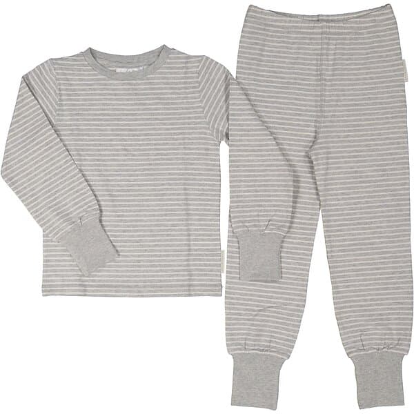 Geggamoja Tvådelad Pyjamas Bambu Classic Grå/Vit 98/104