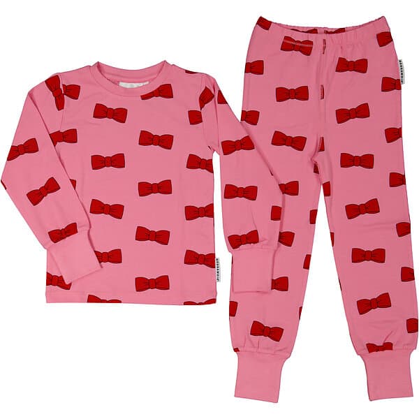 Geggamoja Pyjamas Tvådelad Bambu Rosett Rosa 122/128