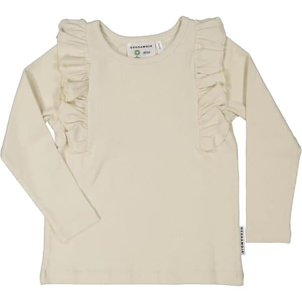 Geggamoja Volangtröja bomullsribb Beige 110/116