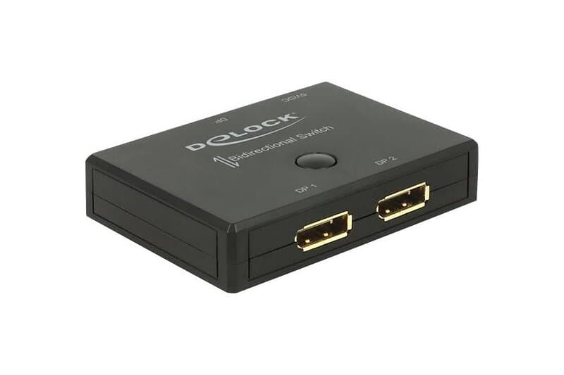 DeLock Displayport 2 1 Switch bidirectional 4K 60 Hz omkopplare för video 2 portar