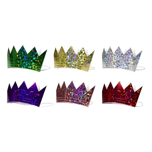 Partyhattar Kungakrona Holografiska Flerfärgade 6-pack