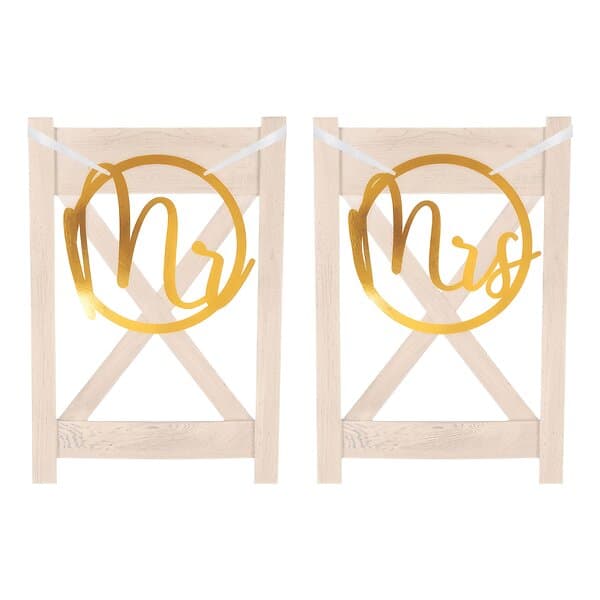 Stolsdekorationer Mr & Mrs Guld