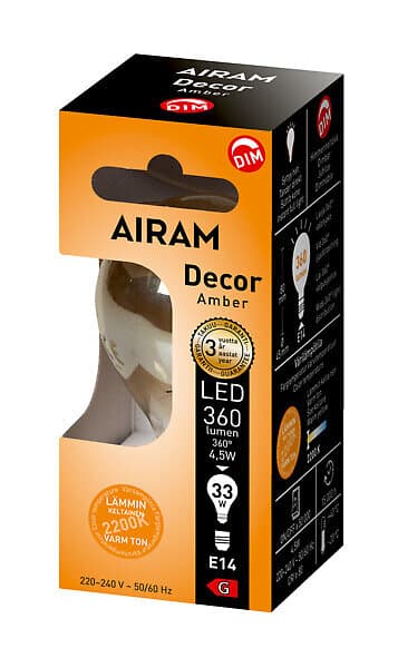 Klotlampa LED E14 4,5W Decor Amber dim