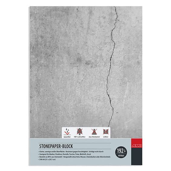 Stone paper stenpapper A4 (210x297 mm), 40 ark – 192 grams ytvikt