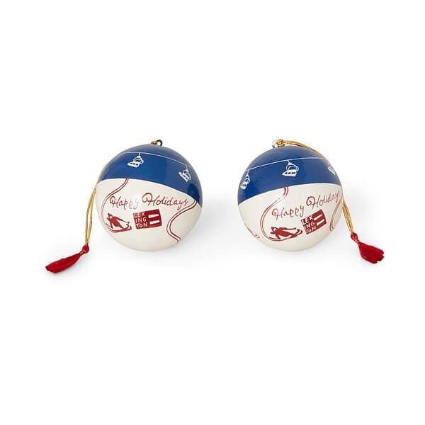 Lexington Papier Maché julgranskula 2-pack Blue-white-red