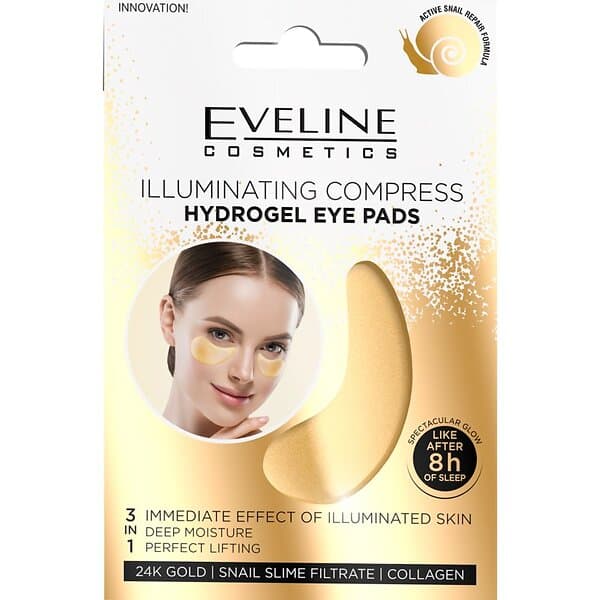 Eveline Cosmetics Gold Illuminating Compress Hydrogel ögonmask med snigelextrakt 2 st. female