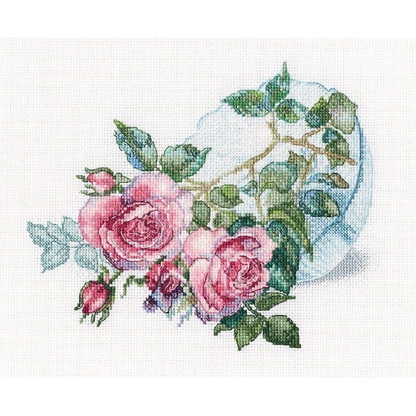 Broderikit roser i vas 19,5x16 cm RTO