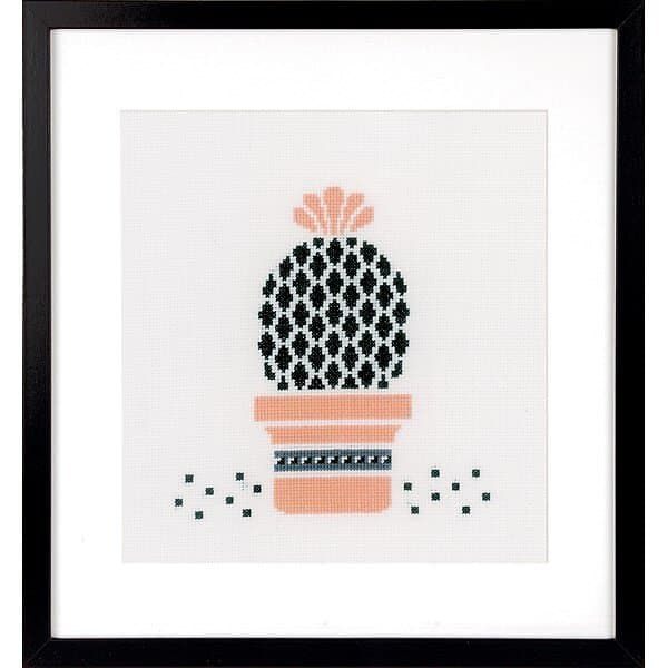 Broderikit Räknade Korsstygn Pink Succulent 20 x 20 cm Vervaco