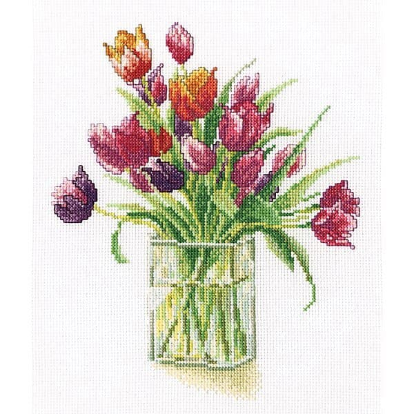 Broderikit tulpanbukett 19x23 cm RTO