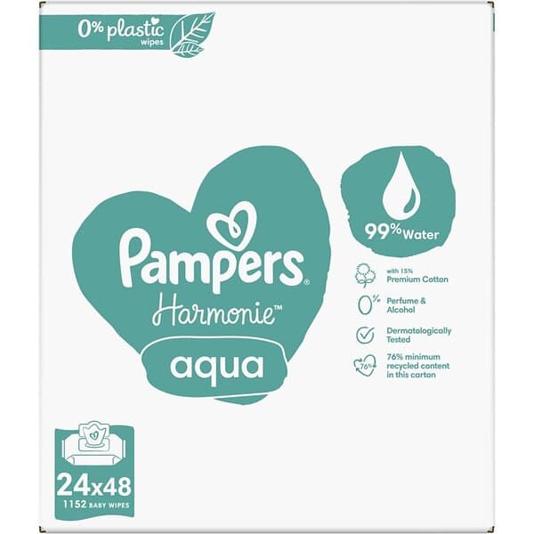 Pampers Harmonie Aqua Våtservetter för barn 24x48 st.