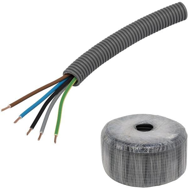 Pipelife FQ PowerFlex Kabel fördragen, temperaturklass II 50 m, 5G2.5 mm², ytter-Ø20 mm
